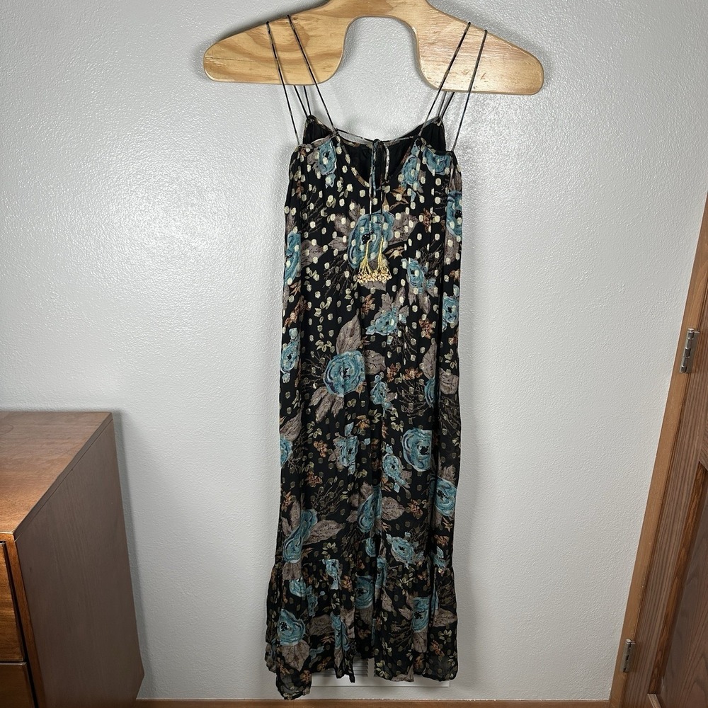 Natural Life The Alice Floral Metallic Maxi Dress Womens‎ XS Sleeveless Tiered - Picture 5 of 10